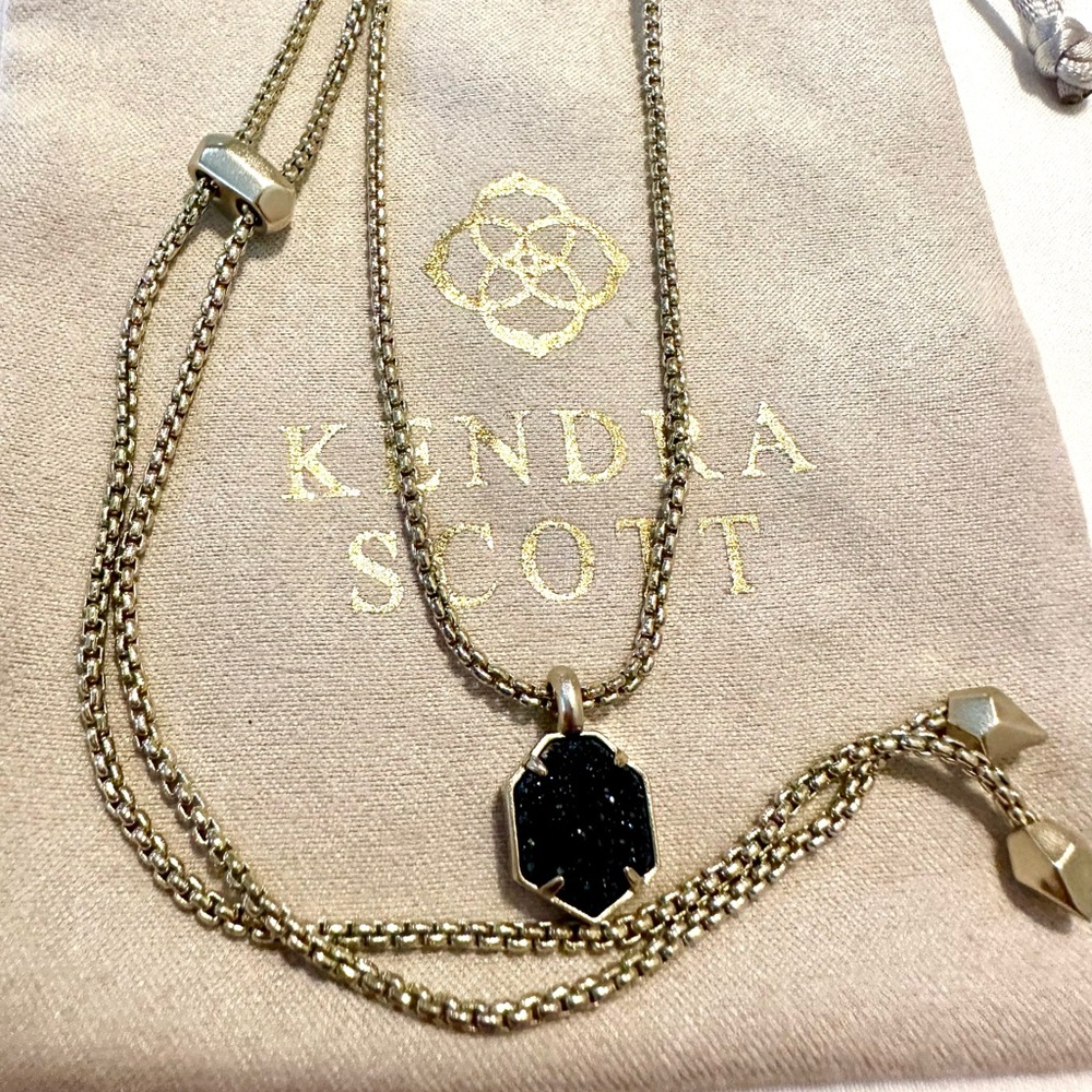 Kendra Scott Teo Pendant Adjustable Necklace in Blue Drusy